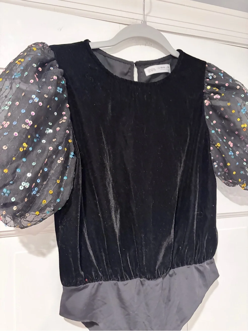 Zara Black Velvet Top with Keyhole Back